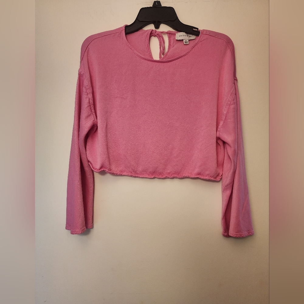 Something Navy Pink Long Sleeve Crop Top